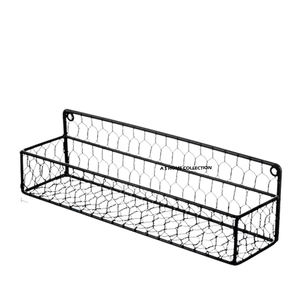 Oval <b>Floating</b> Wall Storage Shelves & Units Set of 2 Rustic Wood Wire <b>Frame</b> Hanging Shelf for Bathroom Kitchen Living Room - Product Image 4