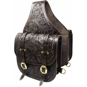 Sacs de selle en cuir western les plus vendus |   Équipement équestre indien fait main |   Sacoche de selle équestre durable et confortable |   Prix économique - Product Image 2