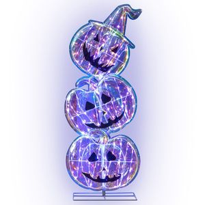 Decorazione di Halloween a forma di zucca illuminata con 150 LED e base, splendida decorazione luminosa per un'atmosfera festiva - Product Image 1