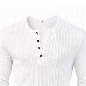 เสื้อยืดแขนยาวผู้ชาย คอวี ผ้าฝ้าย 100% กันยับ สไตล์สตรีทแวร์ เป็นมิตรกับสิ่งแวดล้อม สีพื้น ใส่สบาย แห้งเร็ว - Product Image 3
