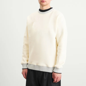 Suéter de punto personalizado para hombre, cuello redondo, estilo oversize, 350 gsm, corte regular, manga larga, color sólido, informal, para otoño. - Product Image 5
