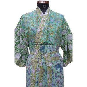 Bata Kimono de Manga Corta para Mujer, 100% Algodón, Suave, Estampado Floral, Cuello en V, con Cordón Ajustable, Transpirable y de Secado Rápido - Product Image 5