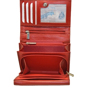 Red Leather Zipper Wallet Minimalist Design Durable Unisex <b>Coin</b> <b>Purse</b> for Daily Use - Product Image 6