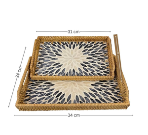 Bandeja Organizadora de Almacenamiento de MOP y Ratán, Forma Hexagonal, 2 Piezas, Bandeja de Almacenamiento Royal MOP - Product Image 6