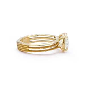 Bagues de fiançailles en diamant de laboratoire taille ronde, or massif 10K 14K 18K, solitaire triple bande, bord ciselé, carat personnalisé, prix d'usine - Product Image 5
