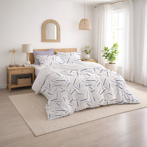 Cotton Duvet Cover <b>Set</b> Soft Breathable <b>Comforter</b> Cover with Pillow Shams, Hidden Zipper, Corner Ties, Easy Care Fabric - Product Image 2