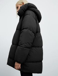 <b>Black</b> Hooded Puffer Jacket <b>Men</b> Winter Thick <b>Long</b> Loose Zip Up <b>Coat</b> - Product Image 6