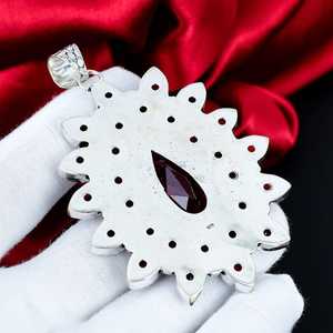 Pendentif élégant en grenat rouge, argent sterling 925, pierre de naissance de janvier, bijou cadeau - Product Image 3
