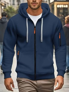 Unisex Winter <b>Zip</b>-<b>Up</b> Front Drawstring Hoodie Long Sleeve Pocket Fleece <b>Jacket</b> Polyester Shell Cotton Lining Casual Sportswear - Product Image 1