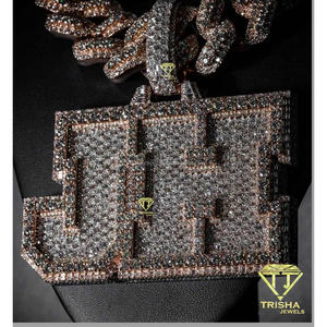 Collar de Lujo con Colgante de Letra JH, Diamante Moissanita, Plata de Ley 925, Chapado en Oro Rosa, Inicial Personalizada, Estilo Hip Hop, Brillante - Product Image 4