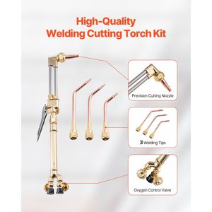 Kit Torcia Portatile Ossigeno-Acetilene 14 Pezzi, Set Torcia per Saldatura e Taglio a Gas con Doppio Tubo da 177FT, Accensione Manuale per Brasatura - Product Image 4