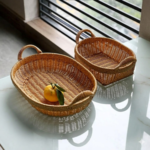 Perfected Flexible Hand Woven Rattan <b>Baskets</b> For Pantry <b>Shelf</b> And Cabinet Storage Durable Natural Rattan <b>Baskets</b> For Organizings - Product Image 1