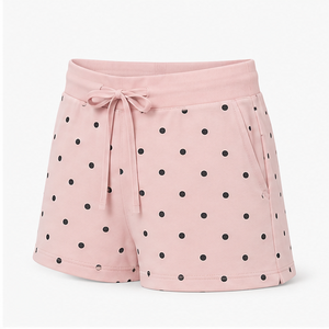 Custom Blush Pink Polka Dot Womens Relaxed <b>Lounge</b> Fit Drawstring <b>Lounge</b> <b>Shorts</b> Brushed Cotton Jersey WPSHORT-0001 - Product Image 5