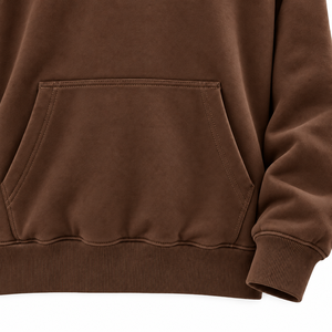 Sweat-shirt à capuche unisexe surdimensionné, marron uni, 100% coton molletonné, sweat-shirt décontracté d'hiver, design avec poche, manches régulières - Product Image 3