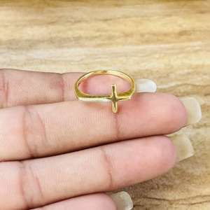 2026 Trendy Design <b>Cross</b> <b>Ring</b> Minimalist Brass <b>Rings</b> For Women 18k Gold Plated Dainty Religious Jewelry For Wholesale/OEM/ODM - Product Image 2