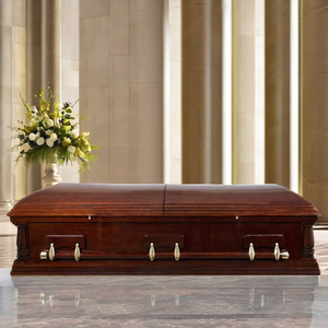 Ataúdes de madera de Estilo Norteamericano de alta calidad, manija de tapa de arco plegable, venta al por mayor del fabricante, nuevas urnas funerarias internacionales - Product Image 5
