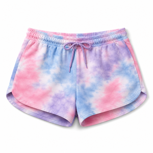 Shorts de basketball vintage personnalisés pour femmes en molleton bouclette 100% coton, bicolores, respirants, séchage rapide, taille haute élastique, 300g - Product Image 1