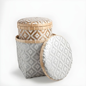 Cesto de bambú hecho a mano, precio competitivo, cestas de almacenamiento ecológicas, cesta tejida con tapa - Product Image 5