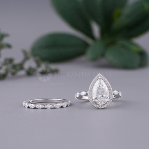 Luxury Design Pear Cut Bridal Diamond <b>Rings</b> Set Lab Created Diamond <b>Rings</b> with IGI Certified from <b>Indian</b> Supplier & Manufacture - Product Image 1