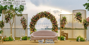 Golden Multilayered Metal <b>Arches</b> For Wedding Mandap Stage Fashionable Wedding Backdrop Metal Panels Decor Exclusive Metal <b>Frames</b> - Product Image 2