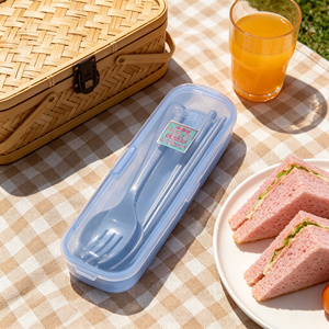 Portable Plastic Flatware Set Travel Cutlery Kit with <b>Storage</b> <b>Box</b> Colorful Picnic Spoon Fork Knife for Outdoor Use - Product Image 5
