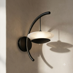 Modern Black Metal <b>Wall</b> Lamp <b>with</b> White Drum Shade LED <b>Light</b> E27 Bulb Base for Living Room Use - Product Image 2