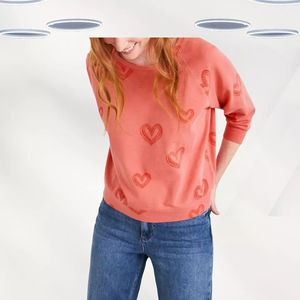 Sweat-shirt en coton à manches longues pour femme, imprimé cœur, avec logo personnalisé sur le devant, sweat-shirt pour femme - Product Image 3