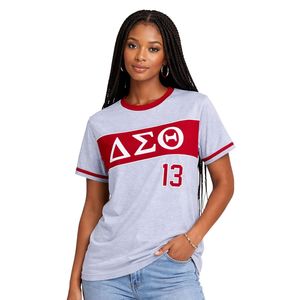 Chemise en jersey gris Delta Sigma Theta pour femmes, coupe confortable, haute qualité, vêtements de sororité grecque, tenue décontractée - Product Image 1