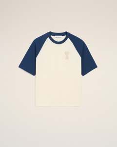 Oversized <b>Raglan</b> Sleeve T-Shirt With Embroidered Logo Contrast Trim Cotton Jersey Men's Casual O-Neck <b>Top</b> - Product Image 6