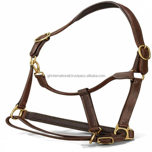Cabestro para caballo de cuero premium marrón personalizado con doble costura y acolchado extra suave de piel de vaca, herrajes de latón ajustables. - Product Image 4