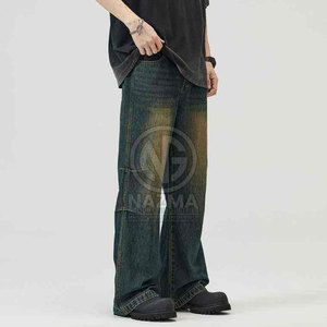 Unique Style Custom Made Men Casual <b>Button</b> <b>Fly</b> Baggy <b>Jeans</b> Pants-100% Cotton Customizable Colors & Sizes - Product Image 3
