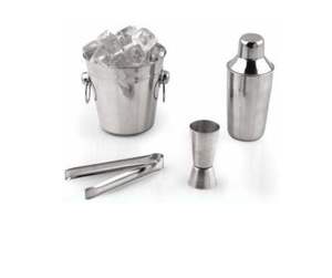 Juego de Coctelería de Acero Inoxidable con Cubitera, Pinzas para Hielo y Jigger Doble - Product Image 3