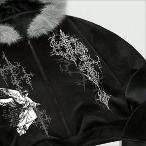 Sweat à capuche épais en molleton pour homme, coupe oversize à épaules tombantes, avec logo personnalisé brodé, en coton uni, style streetwear décontracté, fermeture éclair, collection automne - Product Image 4