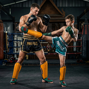 Protège-tibias de qualité supérieure pour le Muay Thai, le kick-boxing et l'entraînement en arts martiaux, en cuir de haute qualité - Product Image 2