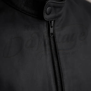 Chaqueta de Cuero Genuino Negra Premium para Hombre, Cuello Alto Minimalista, Corte Ajustado, Estilo Motero, Abrigo Casual - Product Image 2