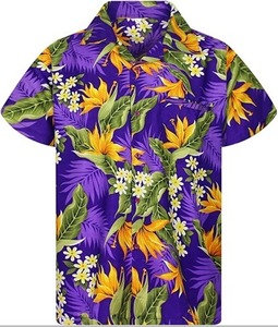 Chemise hawaïenne décontractée pour homme |   Col montant |   Tissu sergé |   Design tropical numérique |   Tissu en polyester confortable - Product Image 6
