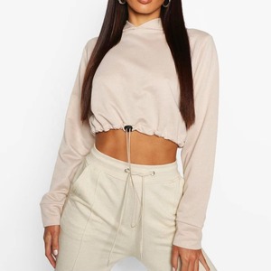 Wholesale Customized Ladies Crop Top Hoodie OEM Long Sleeve Fleece Women Crop Top Hoodies for Women 100% Cotton Women Hoodies - Product Image 5