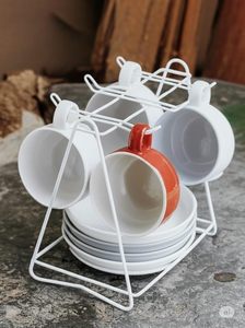 Estante Metálico de Doble Nivel para Tazas con Almacenamiento para Platos, Soporte Minimalista para Vajilla de Cocina, Diseño Apilable de Tipo Vertical - Product Image 6