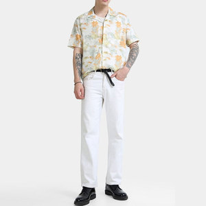 เสื้อเชิ้ตแขนสั้นลายดอกไม้สำหรับผู้ชาย คอปกพับได้ สวมใส่สบาย ระบายอากาศได้ดี ผ้าป๊อปลินคอตตอน พิมพ์ลายสไตล์ฮาวาย เหมาะสำหรับใส่ไปชายหาด - Product Image 6