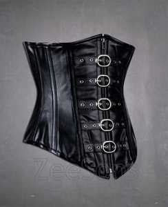 Women's Goth Punk Plus-Size Lace-Up Leather Corset Shapewear Waist Cinchers with Satin Fabric Quick Dry Medium Control for Women - Product Image 1