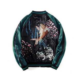 Veste en molleton de toile personnalisée tendance pour hommes, double design, logo sur le devant, veste d'hiver Sukajan de haute qualité, respirante - Product Image 6