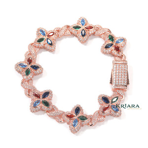 สร้อยข้อมือทองคำขาว S925 สำหรับผู้หญิง ประดับเพชรทรงมาร์คีส์สีน้ำเงินเพาะเลี้ยงในห้องปฏิบัติการ ชุบโรเดียม เครื่องประดับงานแต่งงานสุดหรู - Product Image 5