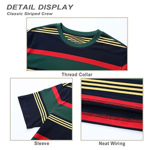 Camiseta de Hombre a Rayas Clásica, Cuello Redondo, Corte Holgado, Algodón Casual, Ligera, Manga Corta, Verano, Cómoda - Product Image 4