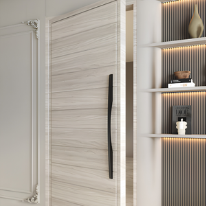 Poignée de porte principale en aluminium courbée, finition soyeuse noire PVD, or rose, élégante et moderne, quincaillerie pour porte d'entrée - Product Image 1