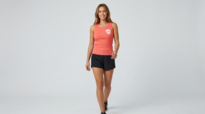 Women's <b>Coral</b> O-Neck Tank <b>Top</b> With White Logo Front Breathable Knitted Casual Wear - Product Image 5