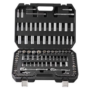 Set di chiavi a bussola SAE/metriche da 106 pezzi, a 6 punte, con attacco da 1/4" e 3/8", con cricchetto e bussole profonde per lavori di riparazione - Product Image 6