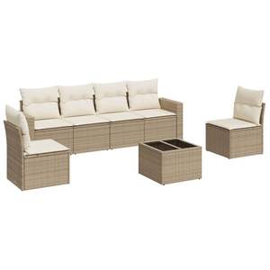 Conjunto de Sofá de Jardín Ajustable de Ratán Sintético PE Beige, 4 Plazas, Muebles de Exterior de Estilo Contemporáneo - Product Image 2