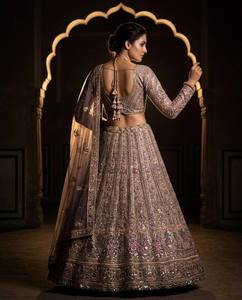 Divyam Creation Lehenga Choli en Faux Georgette Rouge Brodé, Robe Traditionnelle Indienne Longue pour Fête et Mariage, Taille Standard Femme - Product Image 4