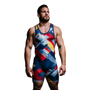 Custom 100% Polyester Wrestling <b>Singlet</b> Printed Weightlifting Uniform and Fight Jersey OEM Custom <b>Men's</b> Wrestling Jerseys - Product Image 4