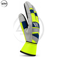 Gants de travail industriels personnalisés à manches longues, couleur vert lime et bleu marine, haute visibilité fluorescente